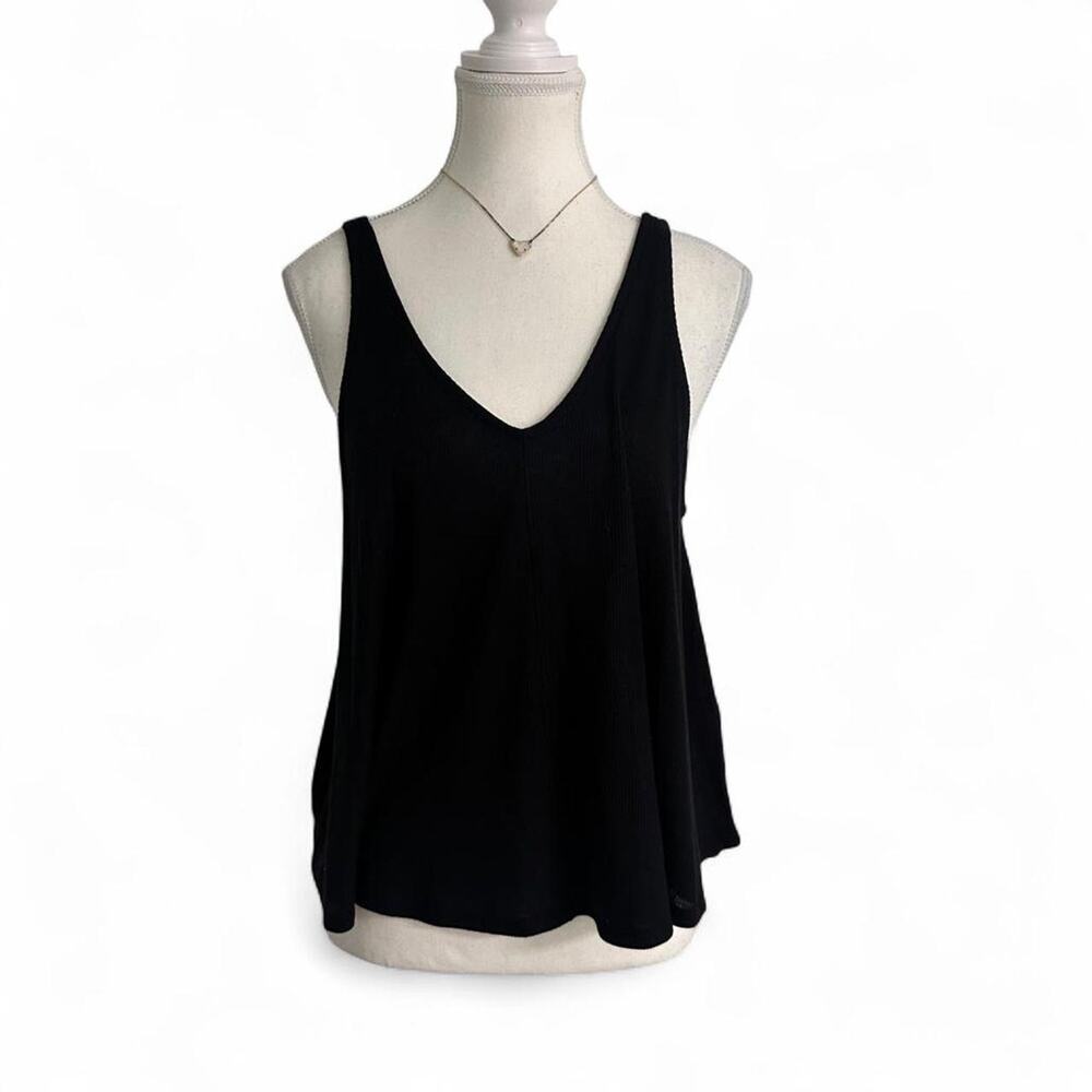 Free People Going Out Casual Black Tank Flowy Tank Top With Open Back Size XS